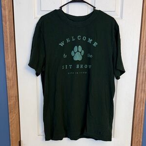 Life Is Good Forest Green Dog Paw Tee